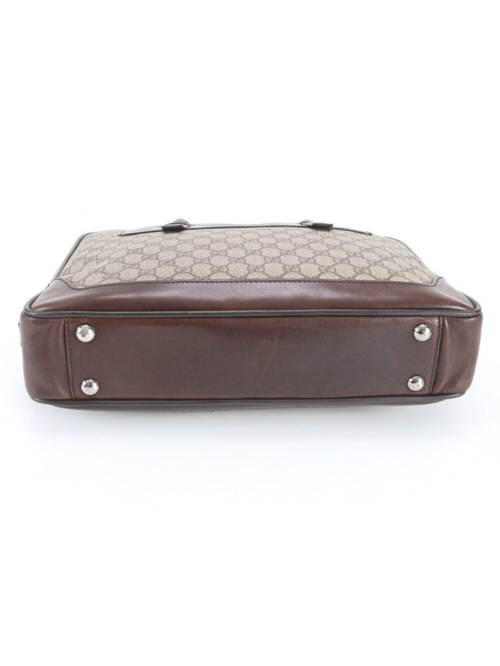 Gucci GG Canvas Leather Business Document Briefcase Tote Brown Ree - Picture 5 of 11